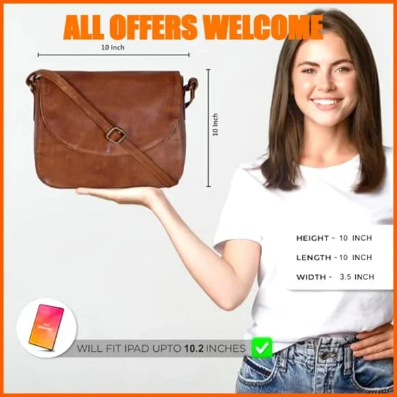 Genuine Leather Crossbody Purse with Adjustable Strap and Mobile Pocket